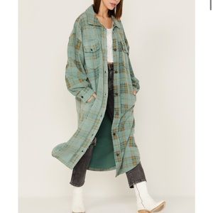 Free People Plaid Long Jacket